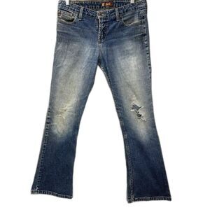Vintage Y2K Low Rise Hipster Flare Leg Jeans LEI Juniors Distressed size 11
